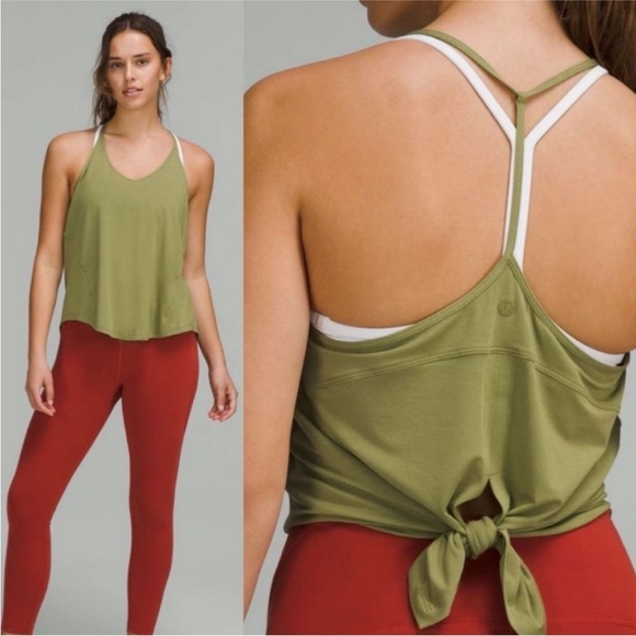 Lululemon Modal-Silk Yoga Tank Top Sz 2 Bronze Green 31 - Picture 1 of 6